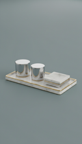Badezimmer-Set aus Silber & Marmor